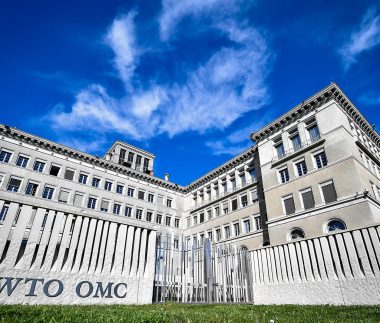 The World Trade Organization (WTO) headquarters are seen in Geneva on April 12, 2018. - The World Trade Organization is set to release its latest forecasts as trade tensions between the United States and China ratchet up. (Photo by Fabrice COFFRINI / AFP)        (Photo credit should read FABRICE COFFRINI/AFP/Getty Images)